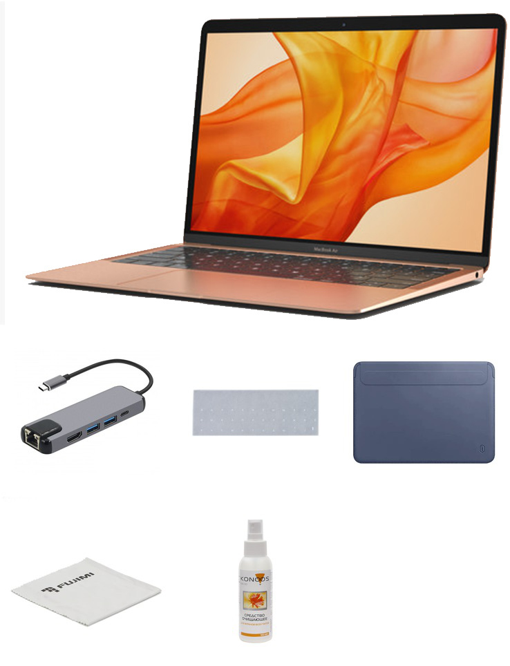 фото Ноутбук apple macbook air 13 (2020) gold mgnd3ru/a выгодный набор + серт. 200р!!!(apple m1/8192mb/256gb ssd/wi-fi/bluetooth/cam/13.3/2560x1600/mac os)