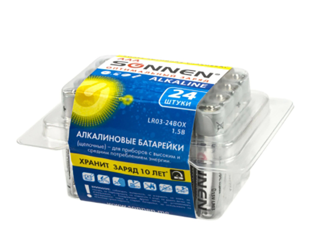 Батарейка AAA - Sonnen Alkaline LR03 24А (24 штуки) 455096