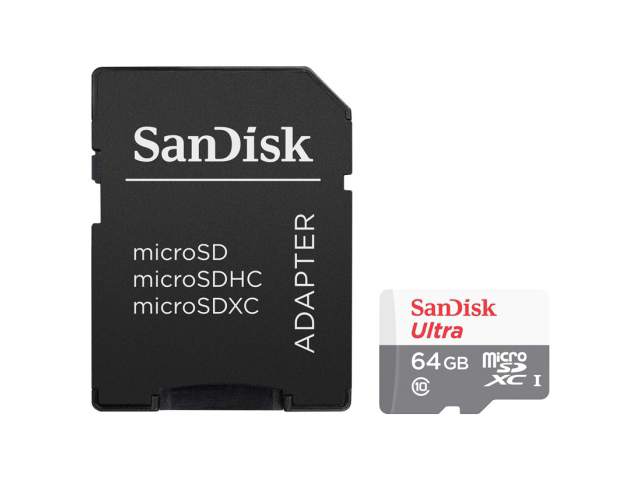 Карта памяти 64Gb - SanDisk Micro Secure Digital XC UHS-I SDSQUNR-064G-GN3MA с переходником под SD карта памяти 128gb sandisk ultra micro secure digital xc uhs i sdsqunr 128g gn6mn