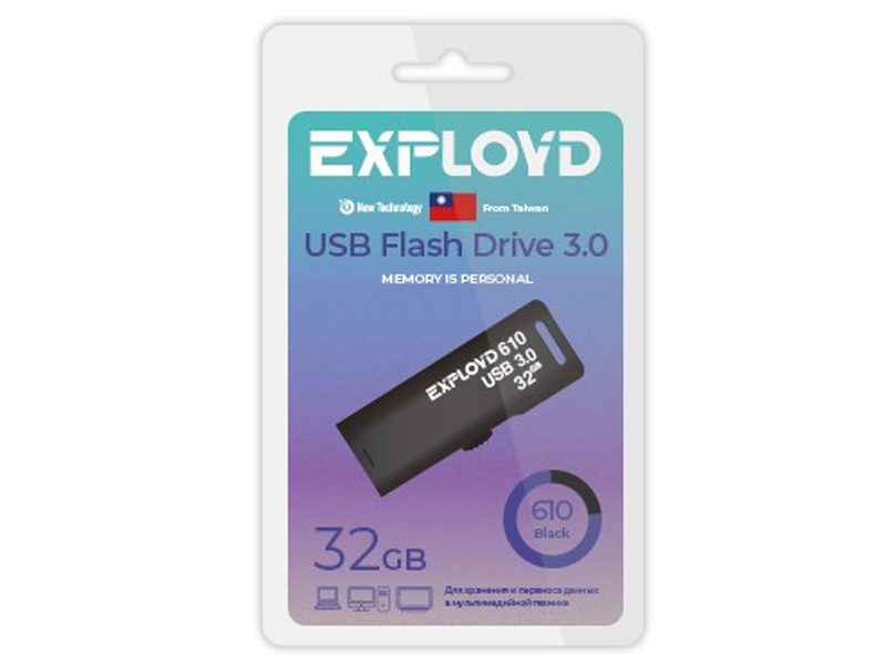 

USB Flash Drive 32Gb - Exployd 610 EX-32GB-610-Black, 610
