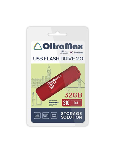

USB Flash Drive 32GB - OltraMax 310 2.0 OM-32GB-310-Red, 310