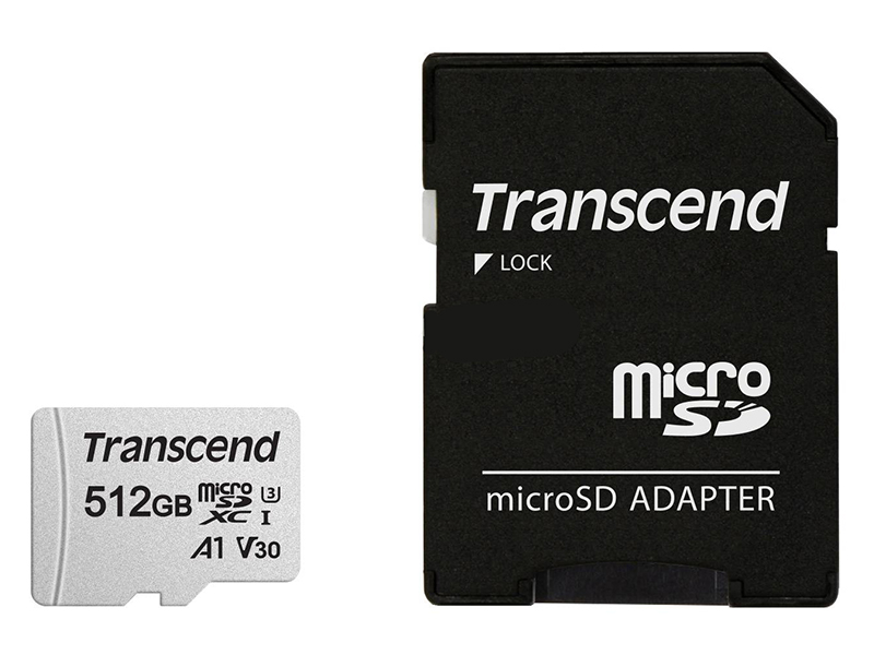 Карта памяти 512Gb - Transcend 300S Micro Secure Digital XC Class 10 UHS-I TS512GUSD300S-A с переходником под SD transcend sdxc 300s 512gb