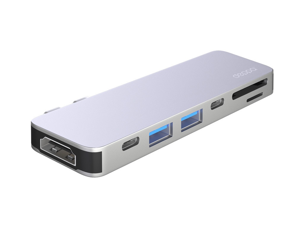 

Аксессуар Переходник Deppa для MacBook Thunderbolt C 7в1 Silver 73122, 73122
