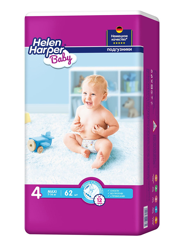 

Подгузники Helen Harper Baby Maxi 9-14кг 62шт 2314353, 5411416029731