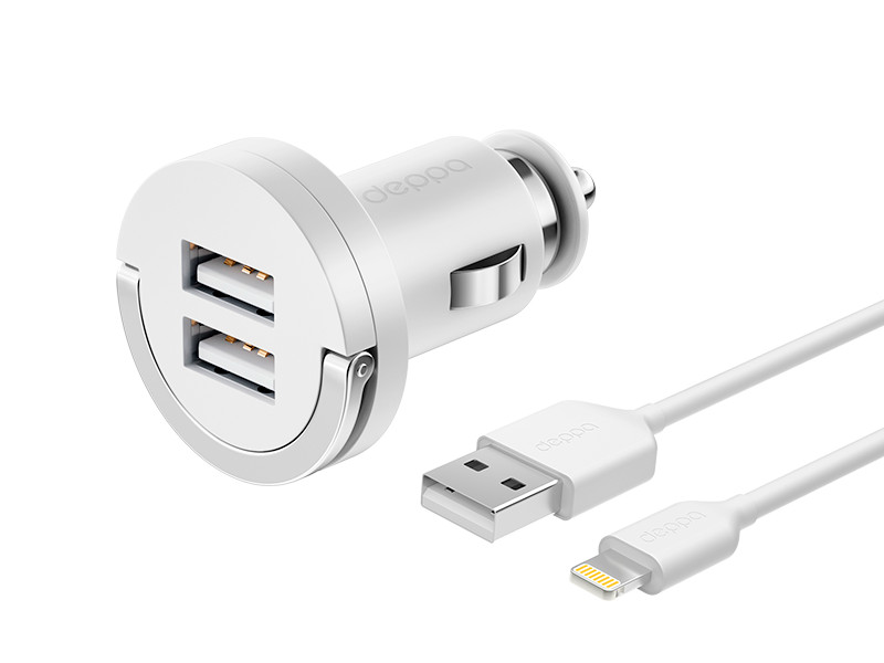 фото Зарядное устройство deppa ultra mfi 2xusb 3.4a + cable lightning 1.5m white 11256