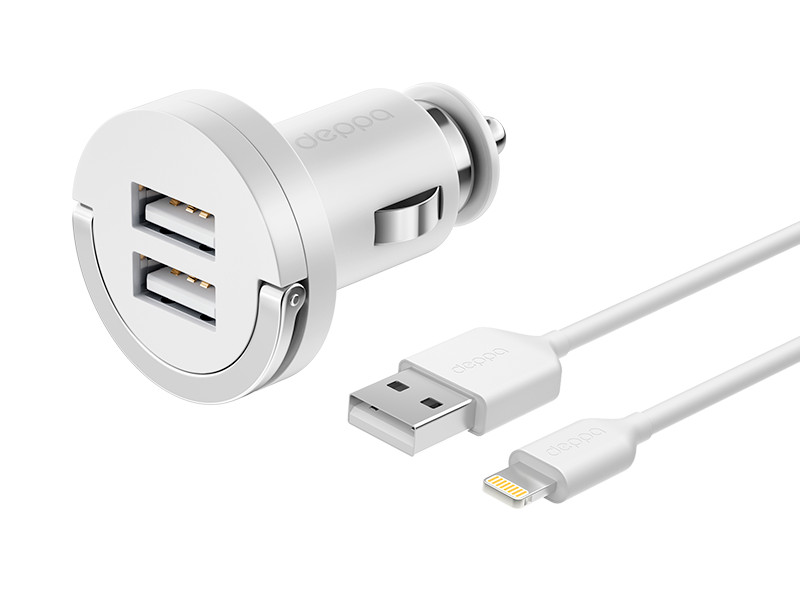 фото Зарядное устройство deppa ultra mfi 2xusb 2.1a + cable lightning 1.2m white 11254