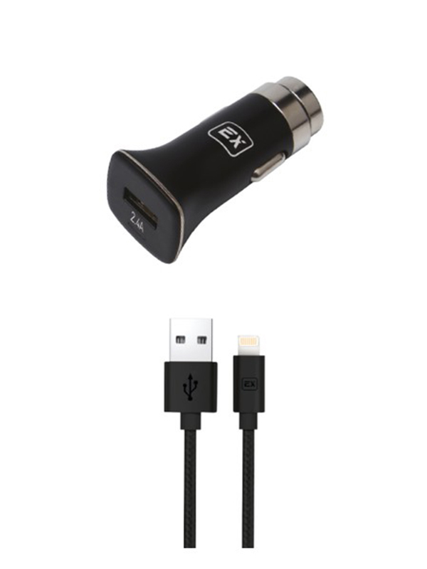 фото Зарядное устройство exployd sonder 1хusb + 8 pin 2.4a qc 3.0 black ex-z-630