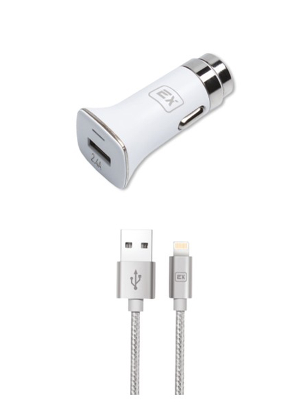 фото Зарядное устройство exployd sonder 1хusb + 8 pin 2.4a qc 3.0 white ex-z-631