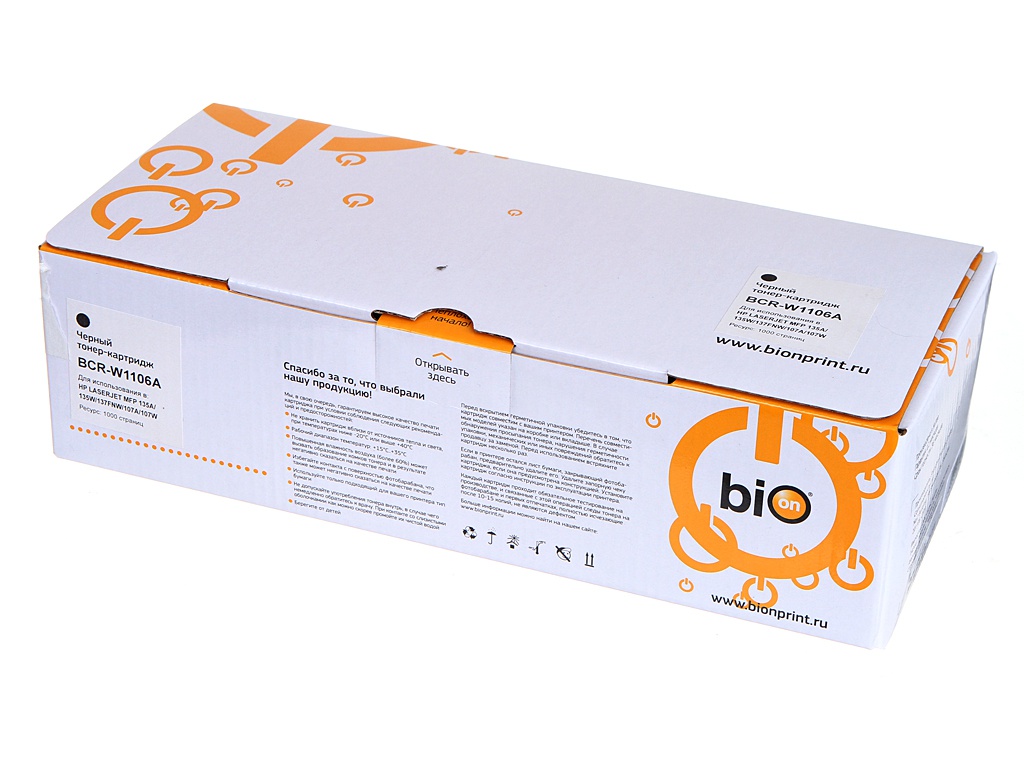 

Картридж Bion BCR-W1106A Black для HP Laser MFP 135a/135w/137fnw HP Laser 107a/107w, BCR-W1106A