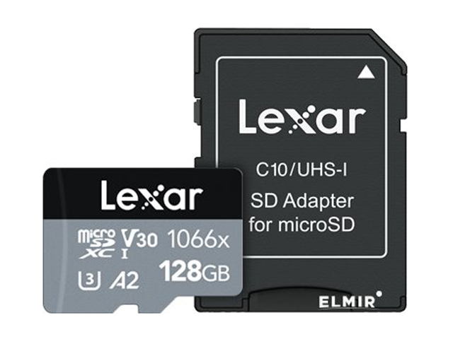 фото Карта памяти 128gb - lexar professional microsdhc/microsdxc uhs-i lms1066128g-bnang с переходником под sd