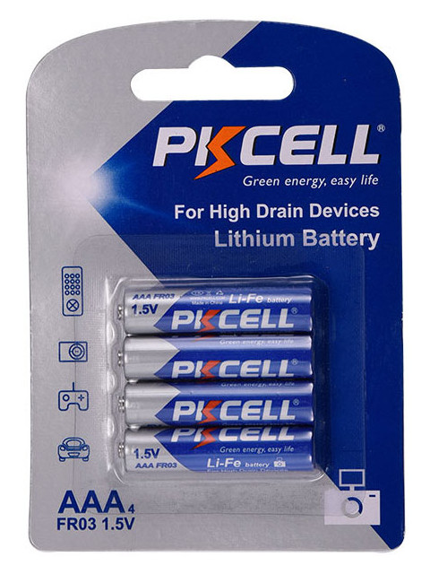 Батарейка AAA - Pkcell 1.5V Li-Fe AAA-4B (4 штуки) батарейка aa pkcell r6p 4b 4 штуки