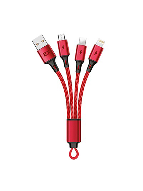 фото Аксессуар exployd 3 in 1 usb - microusb - type-c - lightning 0.2m red ex-k-841