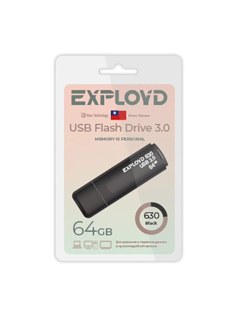 

USB Flash Drive 64Gb - Exployd 630 3.0 EX-64GB-630-Black, EX-64GB-630-Black