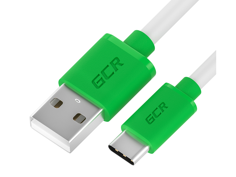 Аксессуар GCR USB - Type-C 50cm White-Green GCR-52718