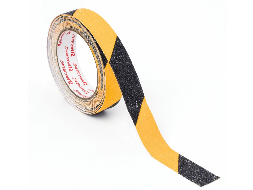 фото Клейкая лента противоскользящая brauberg 25mm x 5m black-yellow 606773