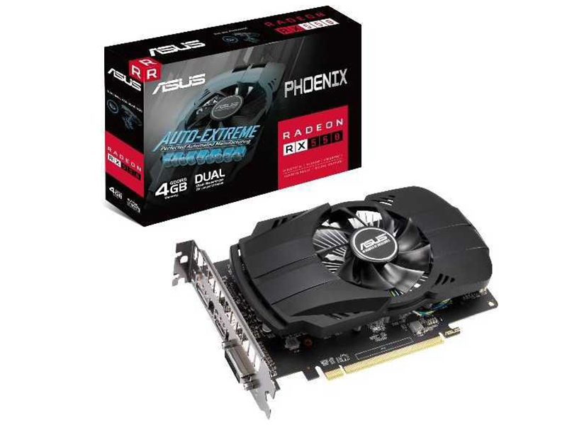 фото Видеокарта asus rt 550 1183mhz pci-e 3.0 4096mb 7000mhz dvi hdmi hdcp ph-rx550-4g-evo