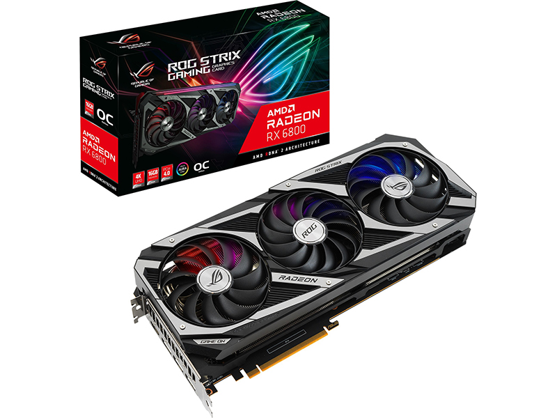 

Видеокарта ASUS ROG STRIX AMD Radeon RX 6800 OC GAMING PCI-E 4.0 16384Mb 16000Mhz 256 bit 3xDP HDMI ROG-STRIX-RX6800-O16G-GAMING, ROG-STRIX-RX6800-O16G-GAMING