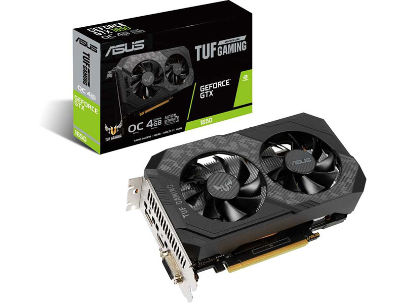 

Видеокарта ASUS GeForce GTX 1650 TUF Gaming OC 1755Mhz PCI-E 4096Mb 14000Mhz 192bit HDMI DP TUF-GTX1650-O4GD6-P-GAMING, TUF-GTX1650-O4GD6-P-GAMING