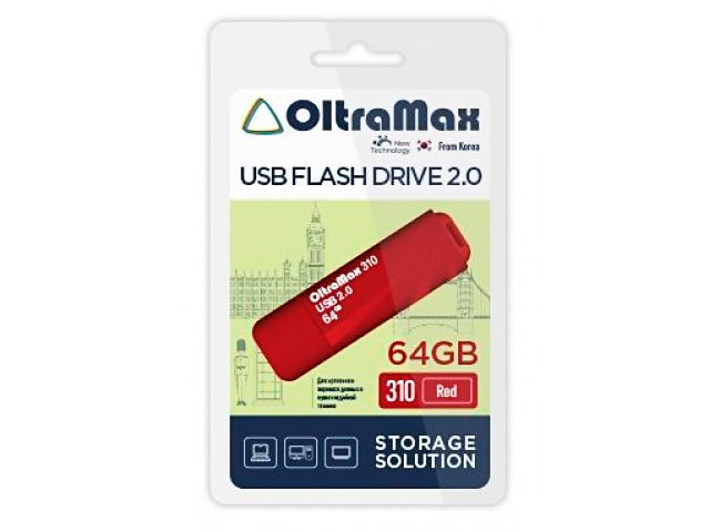 

USB Flash Drive 64Gb - OltraMax 310 OM-64GB-310-Red, 310