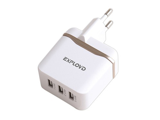 фото Зарядное устройство exployd classic 3xusb 3.1a white ex-z-987