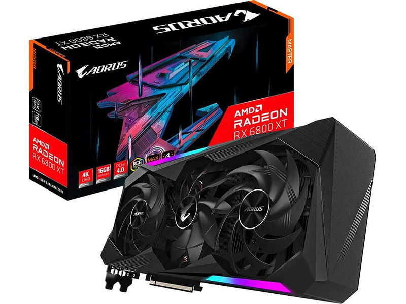 фото Видеокарта gigabyte aorus radeon rx 6800 xt master 16g 2015mhz pci-e 4.0 16384mb 16000mhz 256-bit 2xhdmi 2xdp type-c gv-r68xtaorus m-16gd