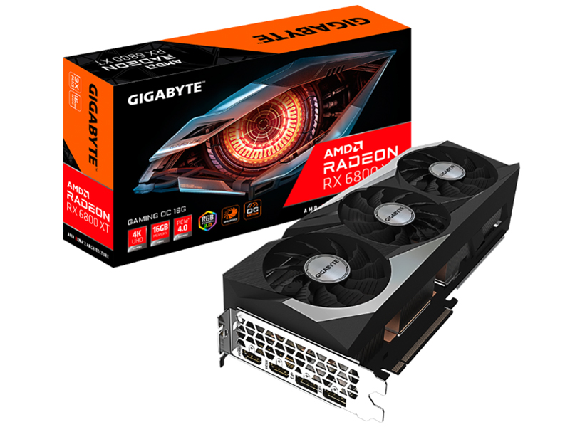 фото Видеокарта gigabyte amd radeon rx 6800 xt gaming oc 16gb 2285mhz pci-e 4.0 16384mb 16000mhz 256-bit 2xhdmi 2xdp gv-r68xtgaming oc-16gd