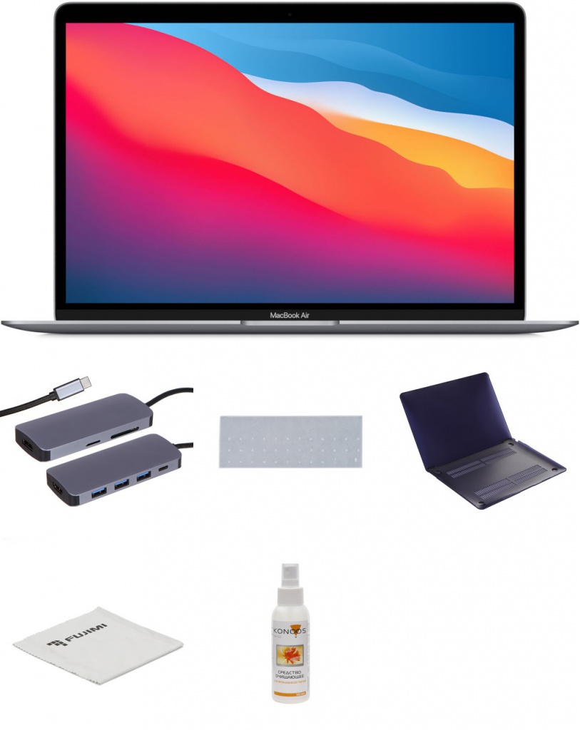 фото Ноутбук apple macbook air 13 (2020) space grey mgn63ru/a выгодный набор + серт. 200р!!! (apple m1/8192mb/256gb ssd/wi-fi/bluetooth/cam/13.3/2560x1600/mac os)