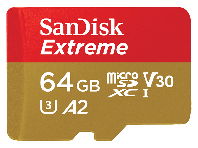 

Карта памяти 64Gb - SanDisk Extreme MicroSDXC Class 10 UHS-I U3 V30 A2 SDSQXA2-064G-GN6GN, SDSQXA2-064G-GN6GN