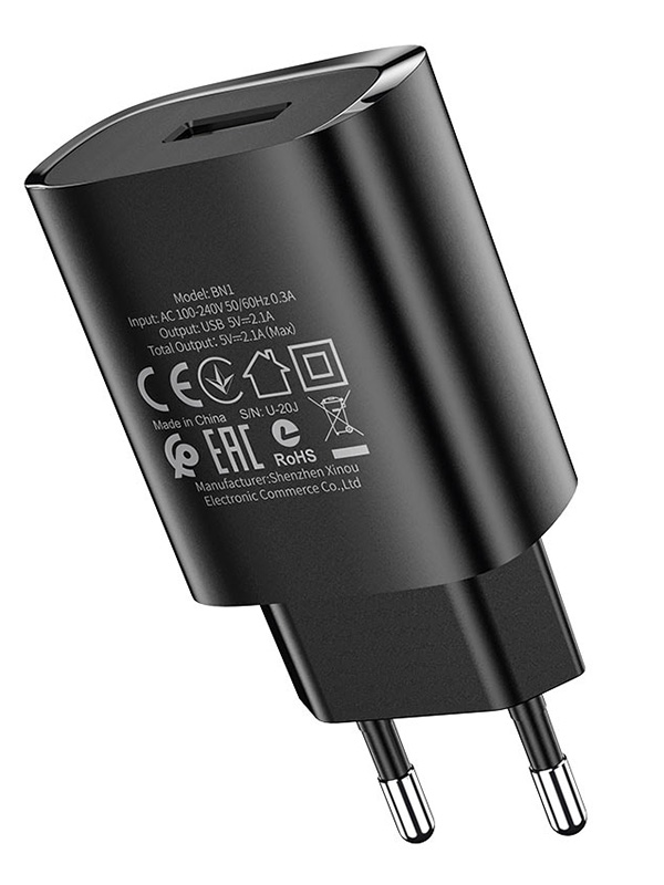 Зарядное устройство Borofone BN1 Innovative USB 2.1A Black аккумулятор digicare pls bn1 np bn1 для dcs tx9 tx20 tx55 tx66 tx100 tx200 tx300 w610 w620