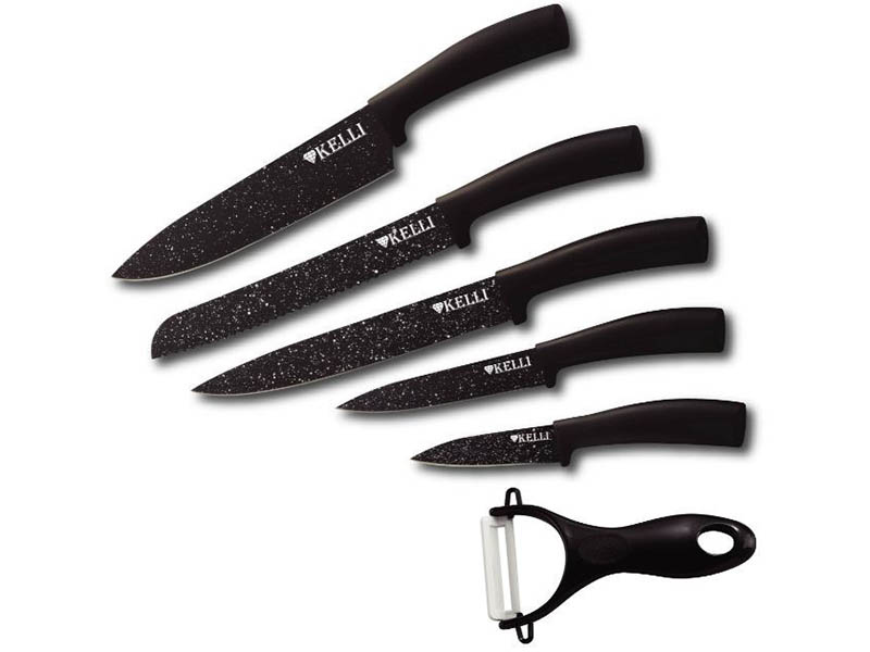 набор кухонных ножей kelli kl 2127 9пр сталь Набор ножей Kelli KL-2031