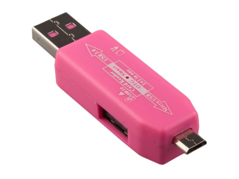 

Карт-ридер Liberty Project USB/Micro USB OTG - Micro SD/USB Pink R0007634, R0007634