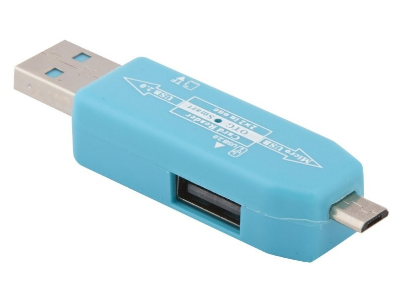 Карт-ридер Liberty Project USB/Micro USB OTG - Micro SD/USB Light Blue R0007635 адаптер pero ad02 otg micro usb to usb 2 0 черный