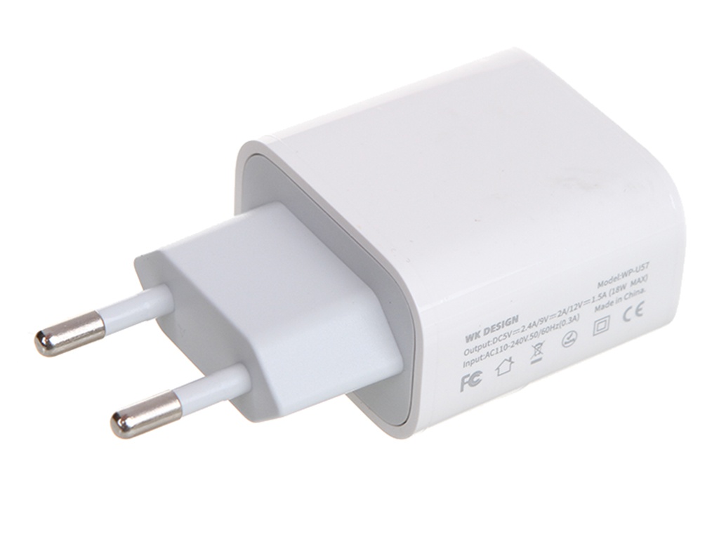 фото Зарядное устройство wk maxspeed series charger wp-u57 usb qc 3.0 white 0l-mg-wf234