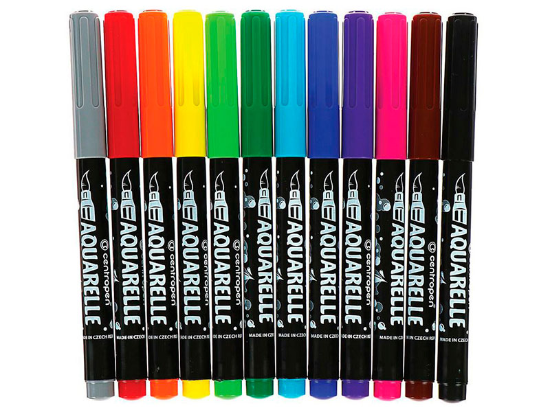 

Маркер Centropen Aquarelle 1-9mm 12 цветов 6 8683 1201, 8683/12ET