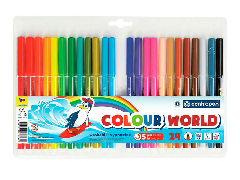 

Фломастеры Centropen Colour World 24 цвета 7 7550 2484, 7550/24TP