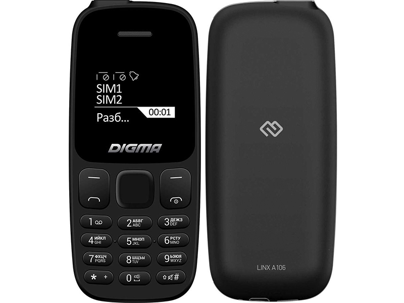 Сотовый телефон DIGMA Linx A106 Black мобильный телефон digma a106 linx 32mb серый моноблок 1sim 1 44 98x68 gsm900 1800