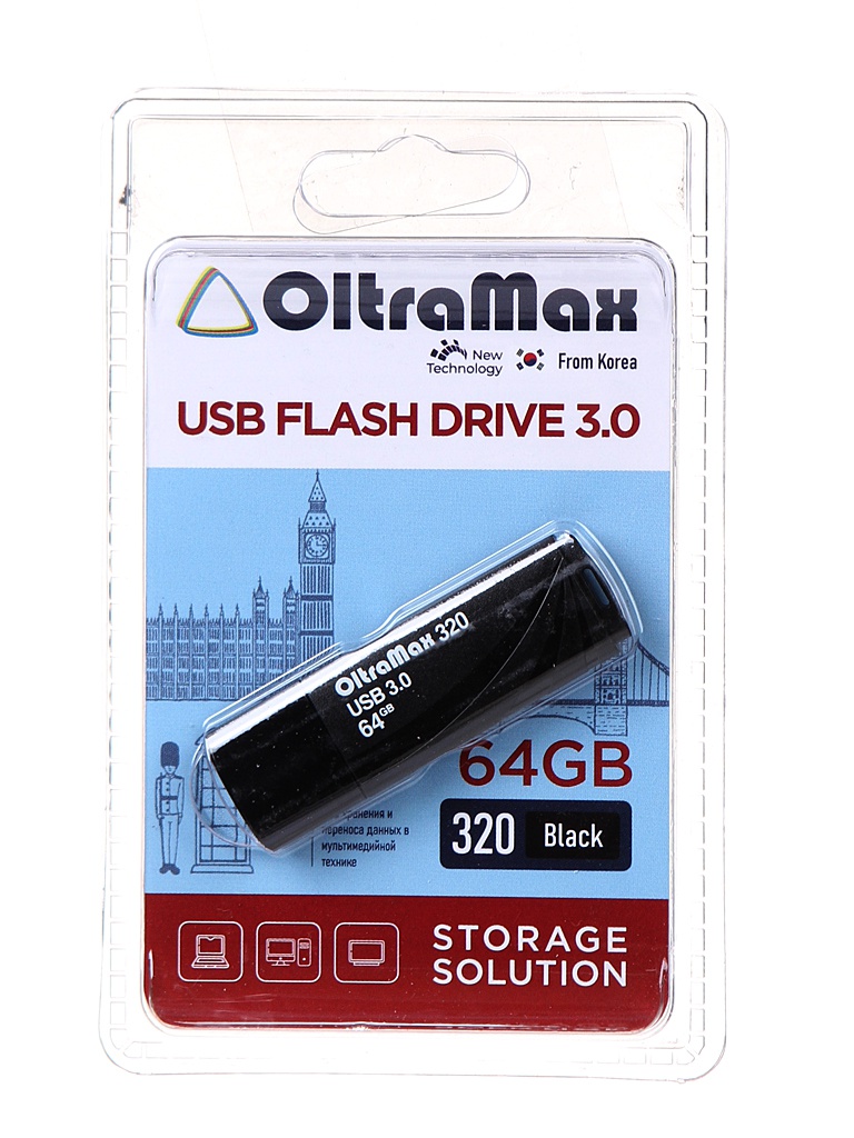 Zakazat.ru: USB Flash Drive 64Gb - OltraMax 320 OM-64GB-320-Black