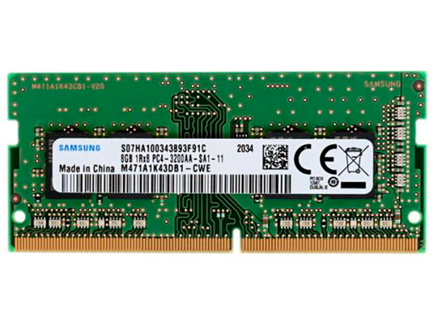 Модуль памяти Samsung DDR4 SO-DIMM 3200MHz PC-25600 CL11 - 8Gb M471A1K43DB1-CWE модуль памяти samsung so dimm ddr4 8гб pc4 25600 3200mhz 1 2v cl22 260 pin m471a1k43db1 cwe
