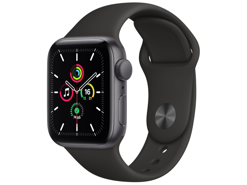 фото Умные часы apple watch se 40mm space grey aluminium case with black sport band mydp2ru/a выгодный набор + серт. 200р!!!