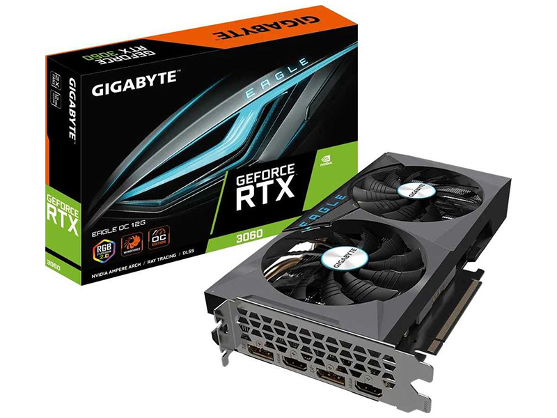 фото Видеокарта gigabyte geforce rtx 3060 eagle oc 12g 1807mhz pci-e 4.0 12288mb 15000mhz 192-bit 2xhdmi 2xdp gv-n3060eagle oc-12gd