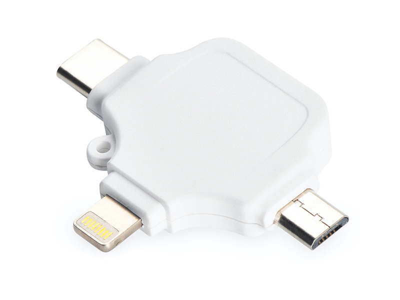 фото Переходник ineez otg usb adapter 3in1 lighting/micro/type-c white 912656