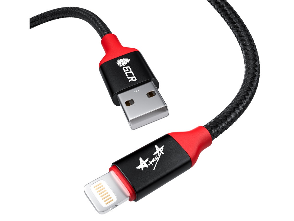 

Аксессуар GCR MFI Рок Алиса USB - Lightning 1m Black-Red GCR-52913, GCR-52913