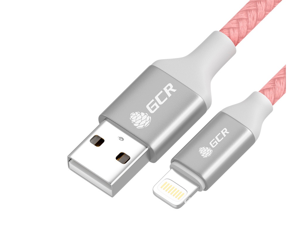 

Аксессуар GCR MFI USB - Lightning 50cm Pink-White GCR-52635, GCR-52635