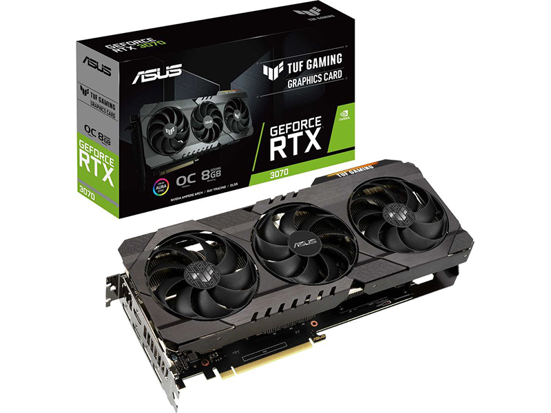 фото Видеокарта asus geforce rtx 3070 tuf gaming 1815mhz pci-e 8192mb 14000mhz 256 bit 2xhdmi 3xdp tuf-rtx3070-o8g-gaming выгодный набор + серт. 200р!!!