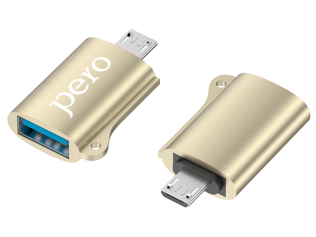 Аксессуар Pero AD02 OTG MicroUSB - USB 2.0 Gold PRAD02MUGD