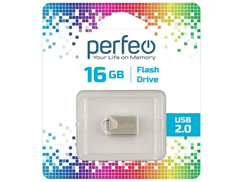 

USB Flash Drive 16Gb - Perfeo USB 2.0 M10 Metal Series PF-M10MS016, PF-M10MS016