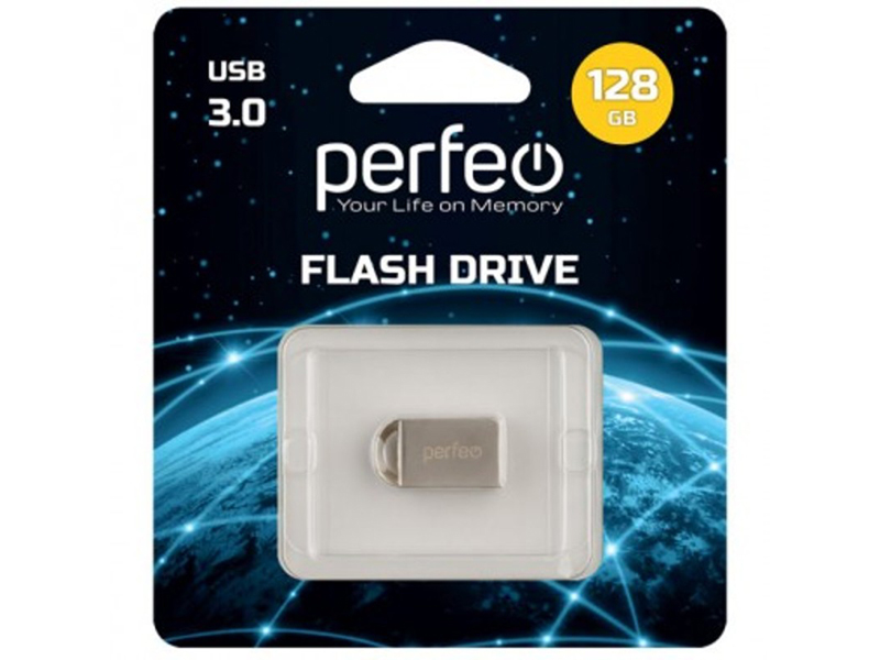 

USB Flash Drive 128Gb - Perfeo USB 3.0 M11 Metal Series PF-M11MS016, PF-M11MS128