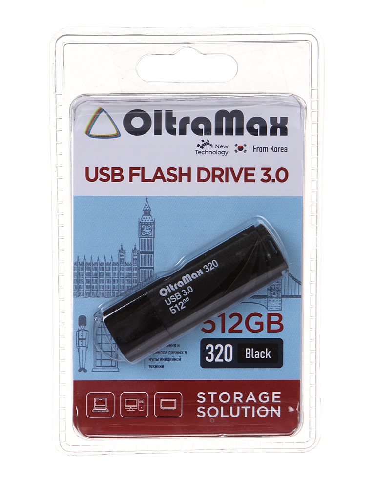 USB Flash Drive 512Gb - OltraMax 320 3.0 Black OM-512GB-320-Black usb flash drive 64gb oltramax 330 om 64gb 330 red
