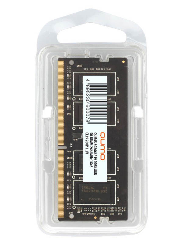 Qumo Модуль памяти 8GB DDR4 2666MHz SODIMM 260pin CL19 QUM4S-8G2666P19 831842