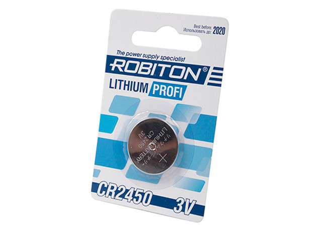 Батарейка CR2450 - Robiton Profi R-CR2450-BL1 (1 штука) 13055 батарейка robiton profi r cr2032 vp2m1 3 в с выводами под пайку bulk20